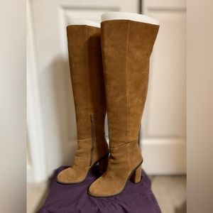 SZ 6 Gianni Bini Barrine Suede Over-the-Knee Block Heel Boots